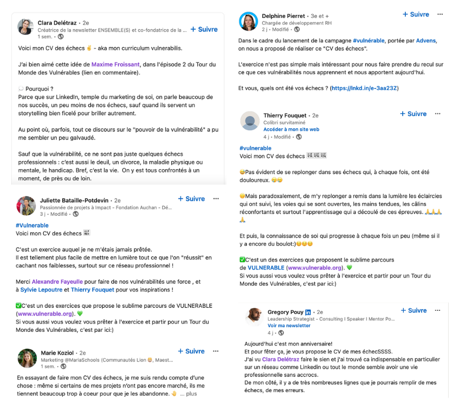 le tour du monde des vulnérables partagés sur linkedin